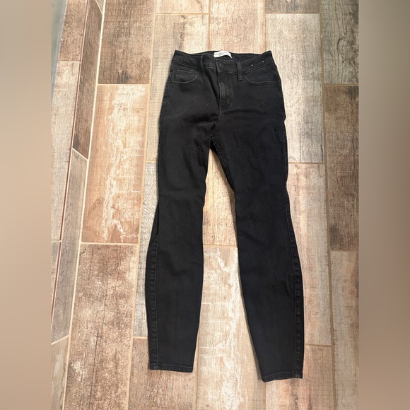 Abercrombie & Fitch Black The Skinny High Rise Denim Jeans Women’s Size 25/0 R - Picture 4 of 8